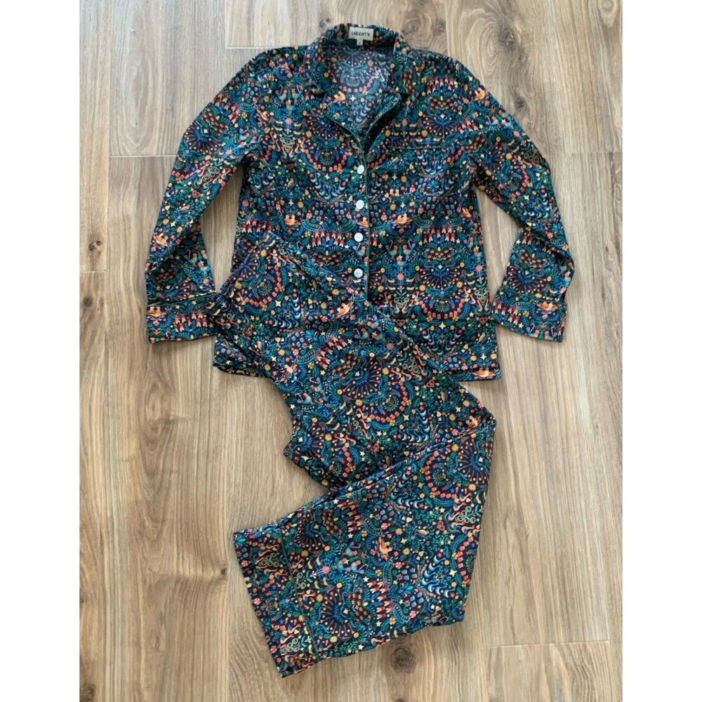 Liberty London Pajama Set S Cotton Button Front 12 Days Of Christmas Tana Lawn